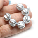 12mm Melon beads, Silver color czech glass round druk beads DIY craft