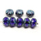 7x10mm Dark blue rondelle picasso Czech glass beads, 8Pc