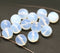 10mm Opal white round druk beads Moonlight blue Czech glass