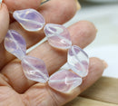 19x13mm Opal white oval Czech glass large wavy beads - 6Pc