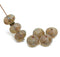 7x11mm Frosted light brown puffy rondelle picasso Czech glass beads, 8pc