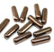 14x4mm Copper metallic long stick czech glass beads, 12pc