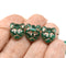 11mm Teal cat head beads, copper inlays Czech glass - 8pc