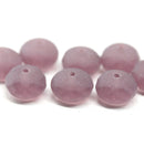7x11mm Frosted light purple puffy rondelle Czech glass beads, 8pc