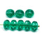 7x11mm Teal green puffy rondelle Czech glass beads, 8pc