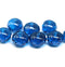 7x11mm Capri blue puffy rondelle Czech glass beads, 8pc