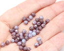 4mm Purple lavender czech glass fire polished beads luster - 50Pc