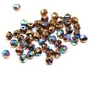 4mm Bright copper czech glass fire polished beads vitrail luster - 50Pc
