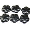 20mm Large black Czech glass flower beads Blue luster, 4Pc