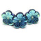 20mm Large black Czech glass flower beads Blue luster, 4Pc