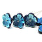 20mm Large black Czech glass flower beads Blue luster, 4Pc