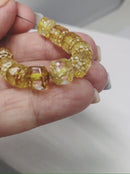 8mm Light yellow cathedral Czech glass fire polished beads - 10Pc