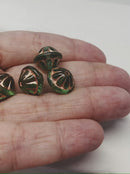 12x14mm Large green fancy bicone copper inlays Czech glass beads 4Pc