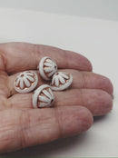 12x14mm Large white fancy bicone copper inlays Czech glass beads 4Pc