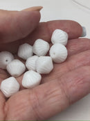11mm Opaque white czech glass large bicone beads, 10pc