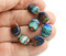 13x9mm Puffy oval multicolored czech glass pressed beads - 15pc