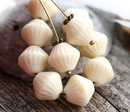 11mm Beige czech Glass large bicone beads - 10pc