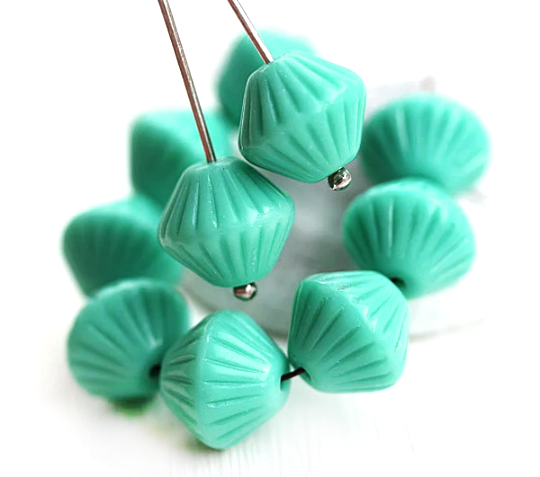 11mm Turquoise czech Glass large bicone beads - 10pc