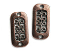 2pc Antique copper rectangle ornament two hole connectors