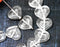 14mm Crystal Clear Heart beads Czech glass beads, 8pc