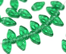 10x6mm Emerald green small leaf Glass beads - 40Pc
