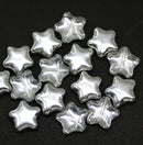 12mm Clear silver czech glass star beads, 15pc