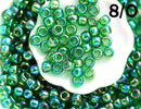 8/0 Toho beads, Transparent Rainbow Grass Green 167B  - 10g