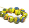 8mm Bright yellow mixed color Czech glass fire polished beads, 10pc