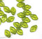 12x7mm Olivine Czech glass Leaf beads - 30Pc