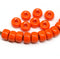 9mm Dark orange czech glass pony beads, 3mm hole - 20pc