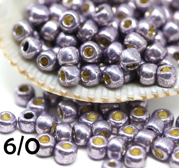 6/0 Toho seed beads, Permanent Finish Metallic Pink Pewter PF568 - 10g