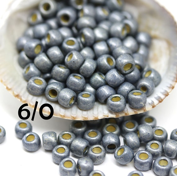 6/0 Toho beads permanent finish, Galvanized Matte Blue Slate PF565F - 10g