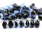 6x9mm Blue black teardrops, Czech Glass drop beads, 40pc