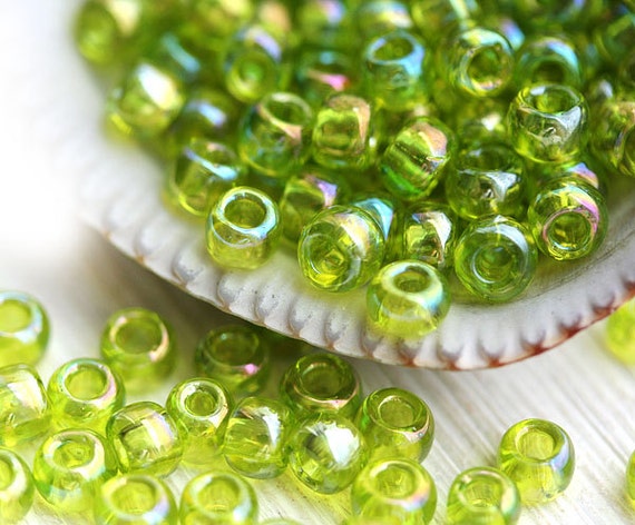 6/0 Toho seed beads, Transparent Rainbow Lime Green 164 - 10g