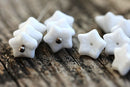 6x9mm Alabaster white flower Czech glass beads, 20Pc