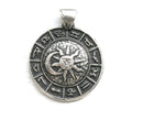 Antique silver Zodiac pendant bead, Sun and Moon