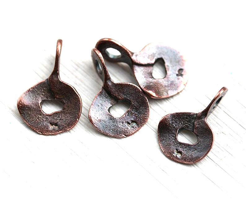4pc Cornflake round chunky jewelry charms antique copper 18x11mm