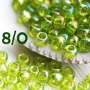 8/0 Toho seed beads, Trans-Rainbow Lime Green N 164 - 10g