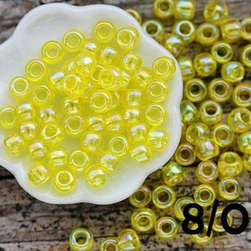 8/0 Toho seed beads, Transparent Rainbow Lemon N 175, yellow - 10g