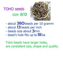 8/0 Toho seed beads, Inside Color Rainbow Aqua Brick Red N 1851 - 10g