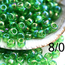 8/0 Toho seed beads, Transparent Rainbow Peridot green N 167 - 10g
