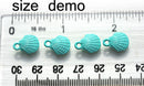 4pc Small Turquoise green Shell Charms, Painted Metal Casting