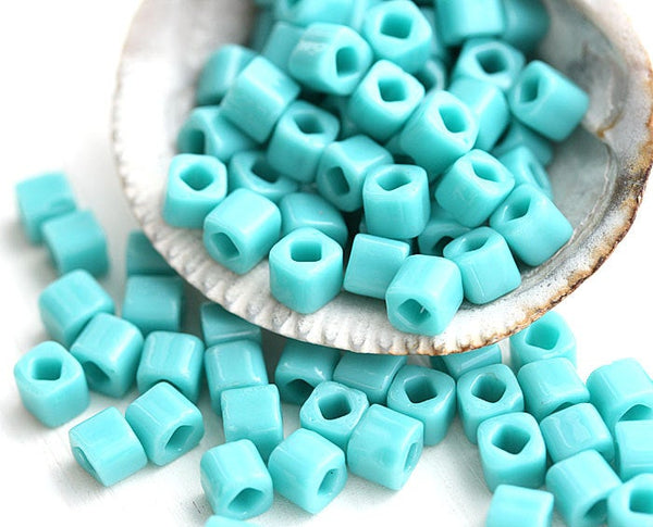TOHO Seed beads Cube size 4/0 Opaque Turquoise N 55 japanese glass rocailles - 10g
