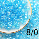 8/0 Toho seed beads, Trans Luster Aquamarine blue, N 104 - 10g