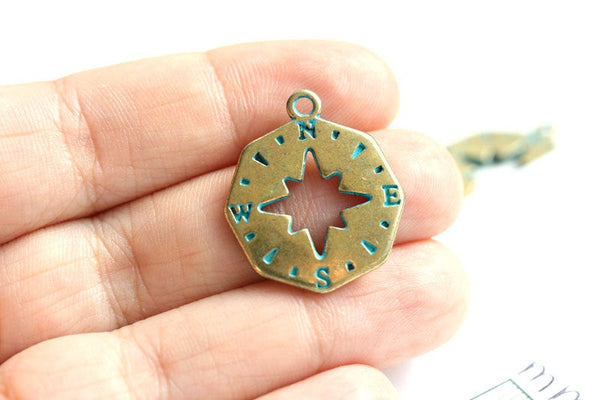 Compass Pendant Patinated Brass