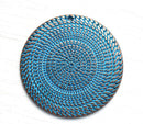 50mm Extra large heavy round disk pendant, Blue patina on copper