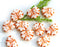 11x13mm Fancy Leaf beads, White Maple glass leaves, Orange Inlays - 10pc