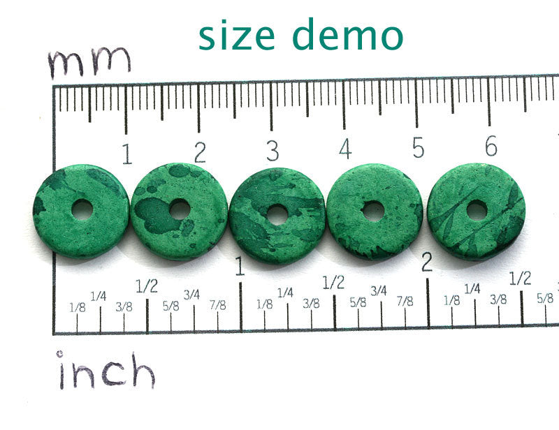 25Pc Pine green Ceramic rondelle beads, 13mm