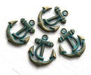 4pc Patinated Brass Anchor Charm 23mm