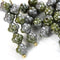 6mm Fancy small bicone beads, Khaki Green czech glass, Grey Lustered - 30Pc